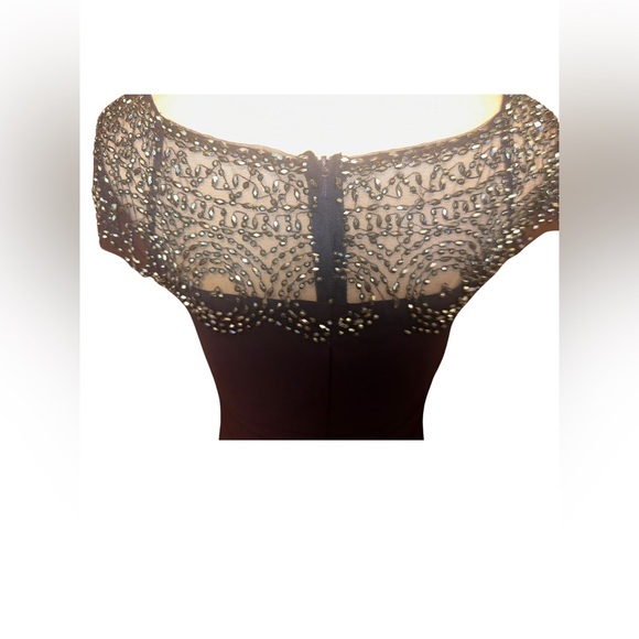 XScape Beaded Knee Length Bodycon Cocktail and Party Dress Sz 4 in Navy - Picture 10 of 12